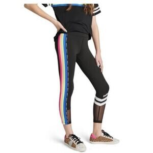 Justice Sports Black Rainbow Striped Athletic Leggings Youth Size Small